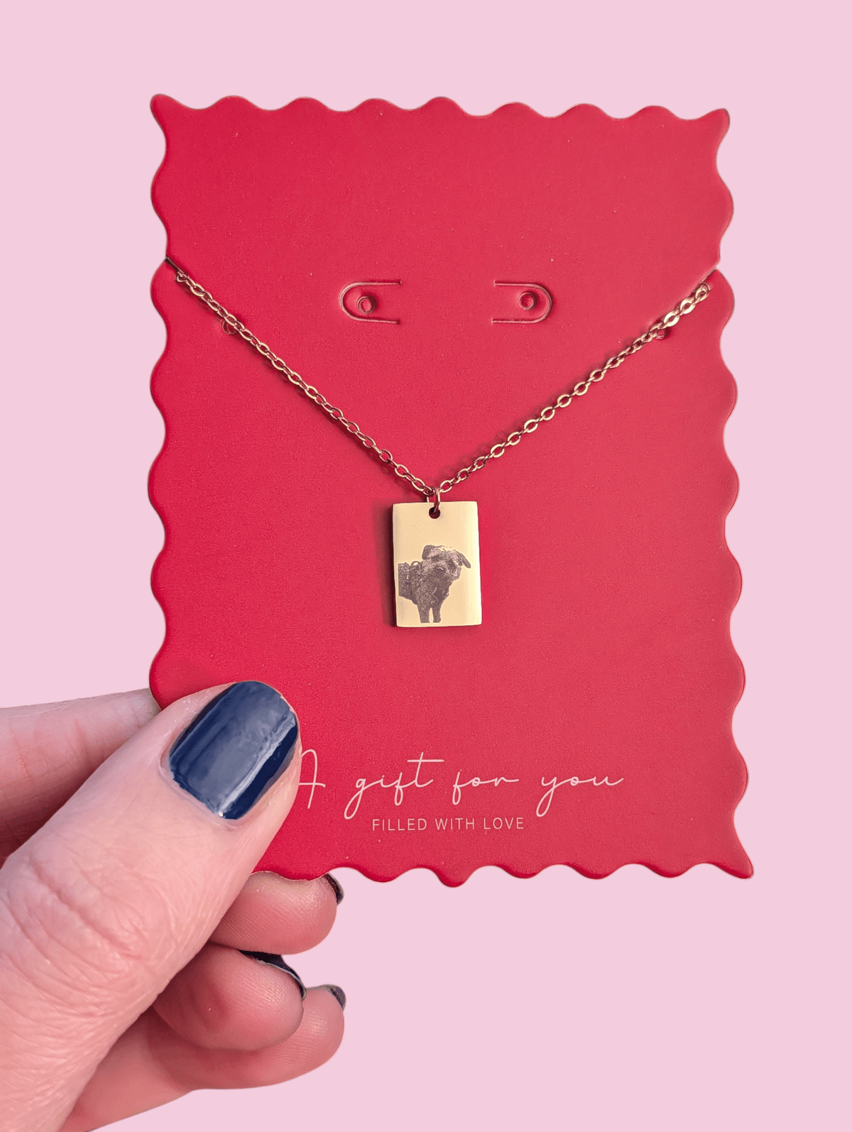 Custom engraved tiny tag necklace