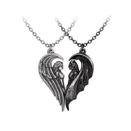 Alchemy Gothic Dark Chemical Companions Couple Necklace Angel Demon Magnetic Set