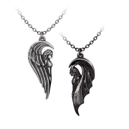 Alchemy Gothic Dark Chemical Companions Couple Necklace Angel Demon Magnetic Set
