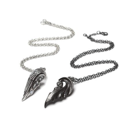 Alchemy Gothic Dark Chemical Companions Couple Necklace Angel Demon Magnetic Set