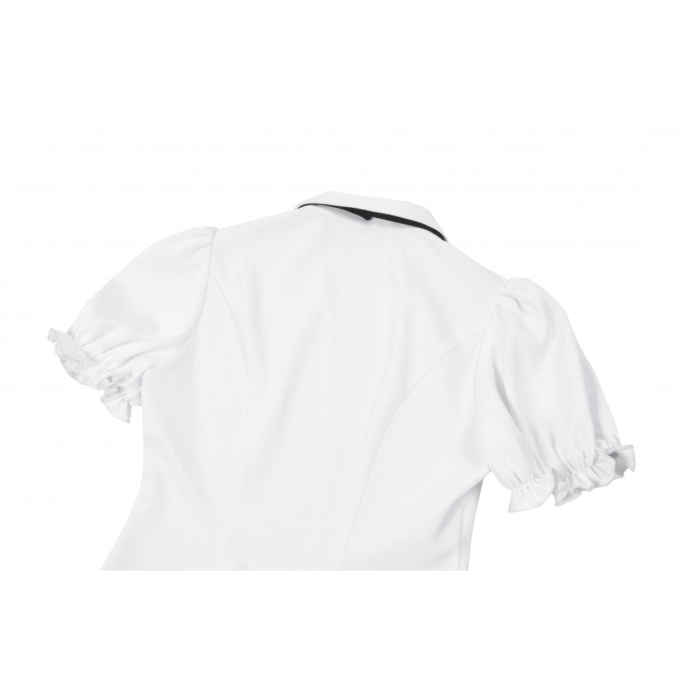 Dark in Love Elysia Ruffle Bib Puff Sleeve Goth Blouse in White
