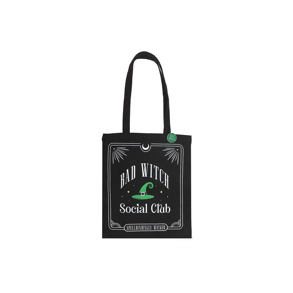 Bad Witch Social Club Polycotton Tote Bag with Pin Badge
