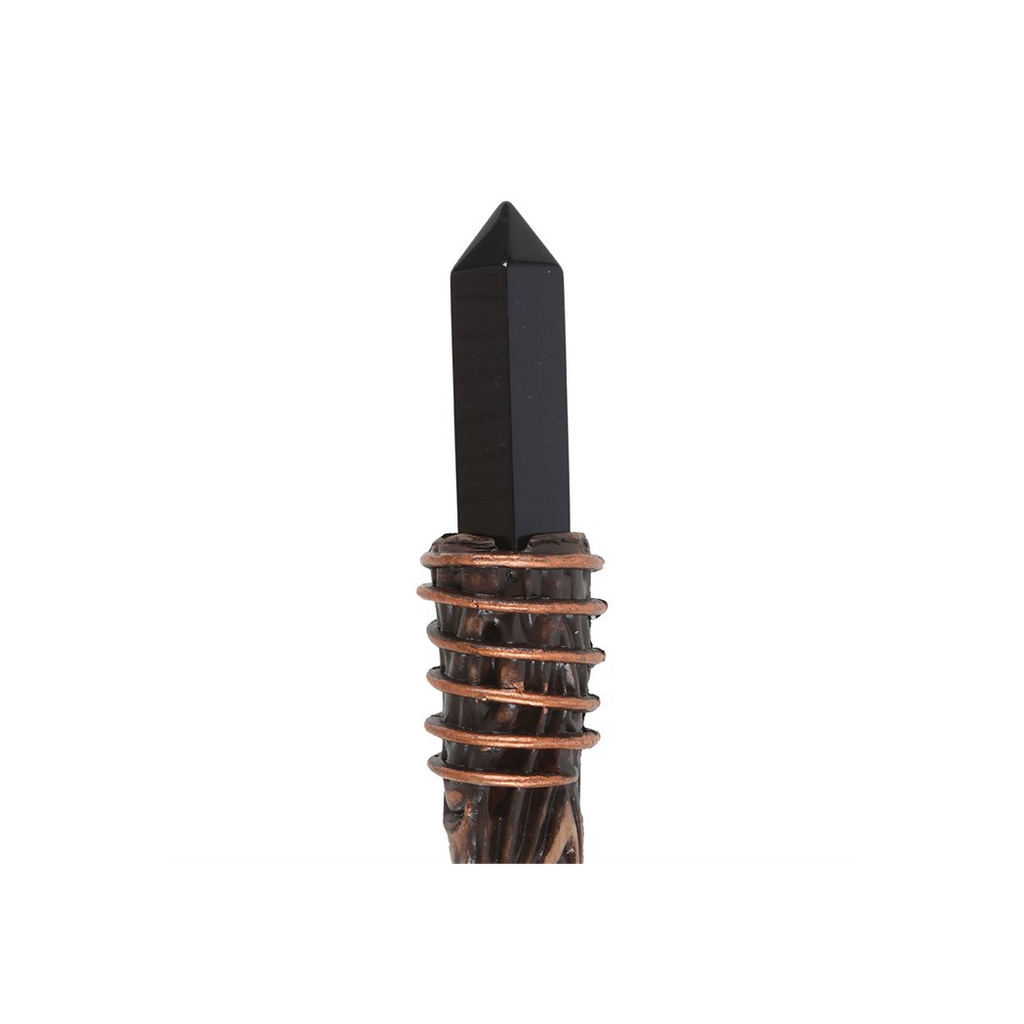 Thin Protection Black Obsidian Crystal Wand