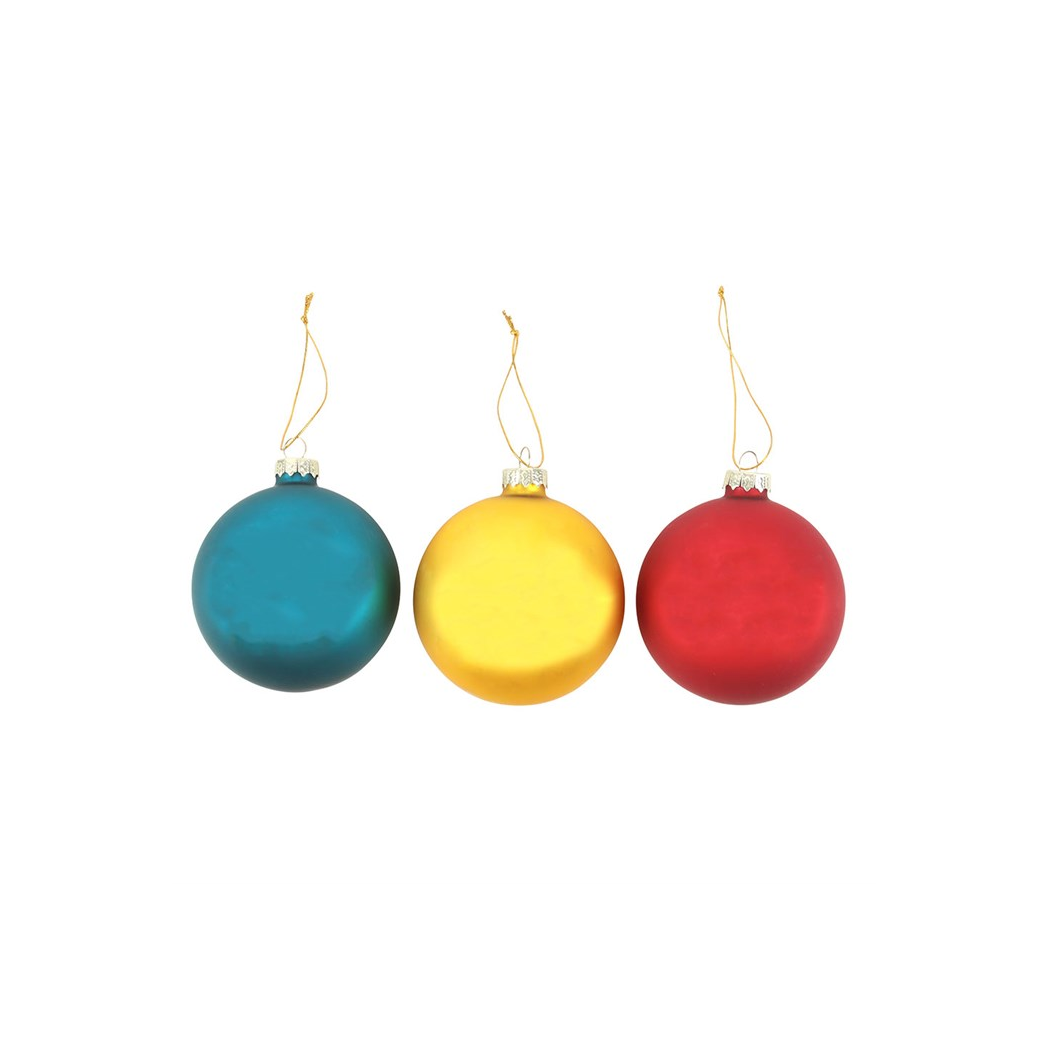 Set of 3 Nostalgic Christmas Glass Baubles