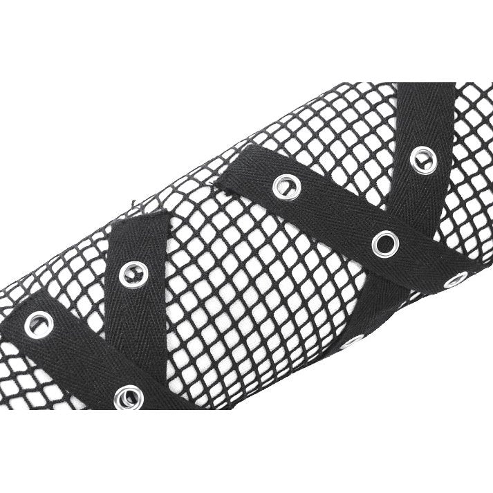 Dark in Love Punk Mesh Hollow Chain Décor Gloves
