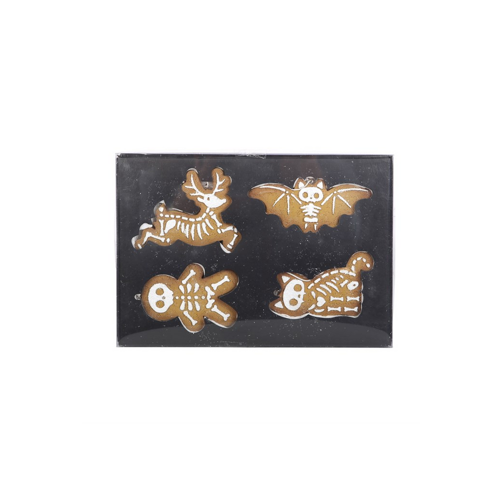 Set of 4 Creepy Skeleton Cookie Ornaments