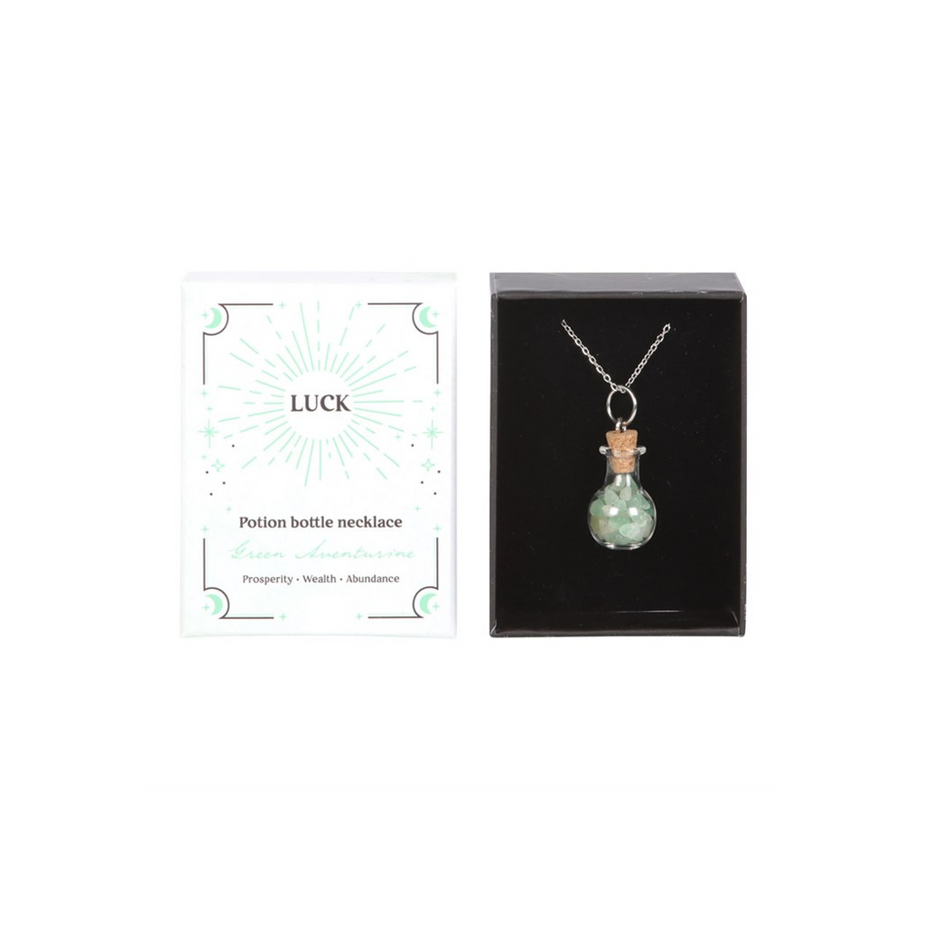 Luck Green Aventurine Crystal Chip Potion Bottle Necklace
