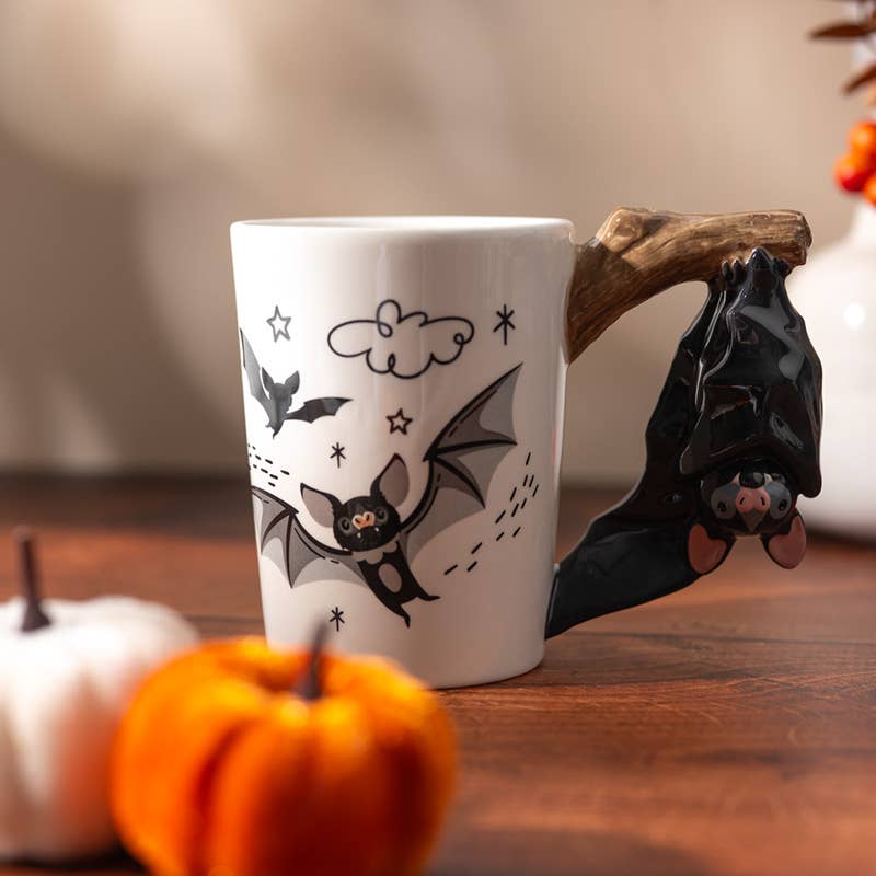 Gothic Gift Bat Ceramic Shaped Handle Mug