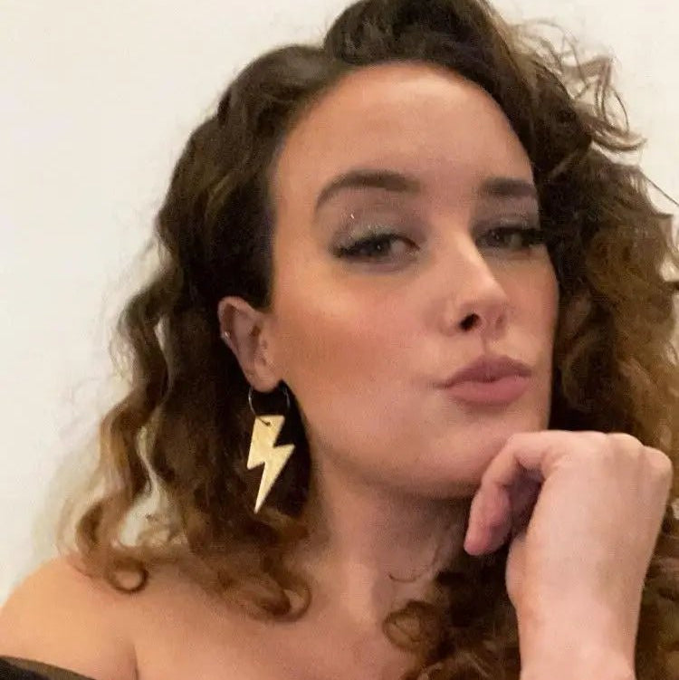 Gold and leopard lightning bolt earrings