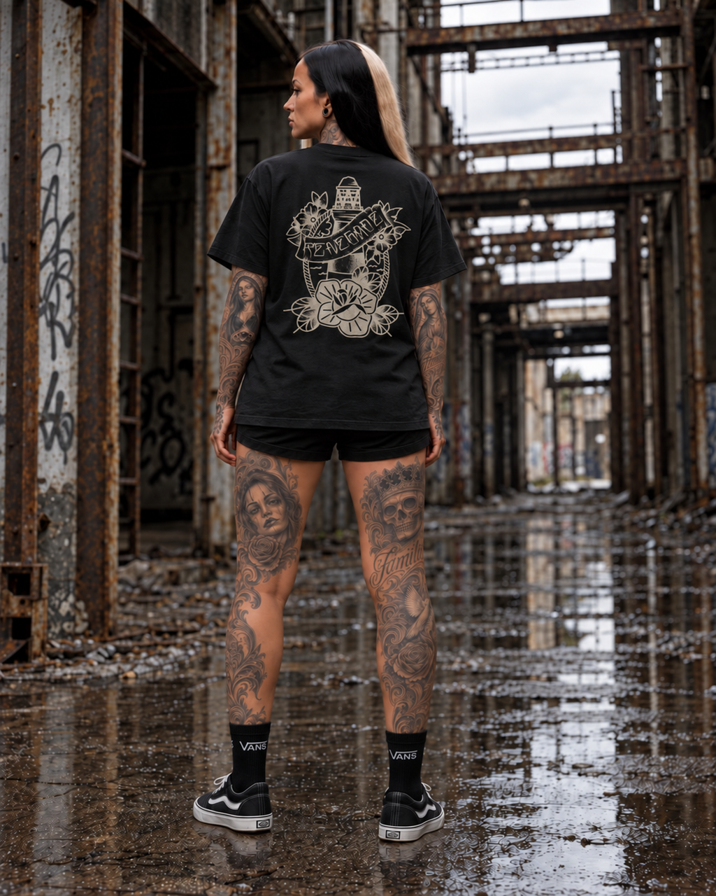 Lighthouse Tattoo Graphic Tee – Black