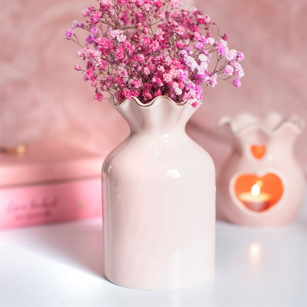 Pink Fluted Flower Vase