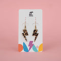 Mini leopard print lightning bolt earrings