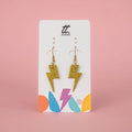 Mini gold glitter lightning bolt earrings