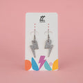 Mini silver glitter lightning bolt earrings