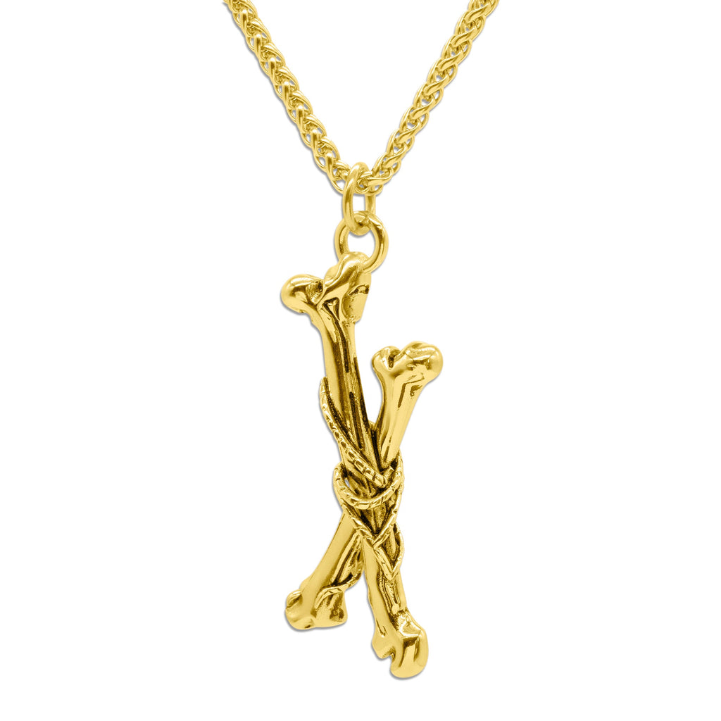 Gold Tethered Remains Bones Necklace