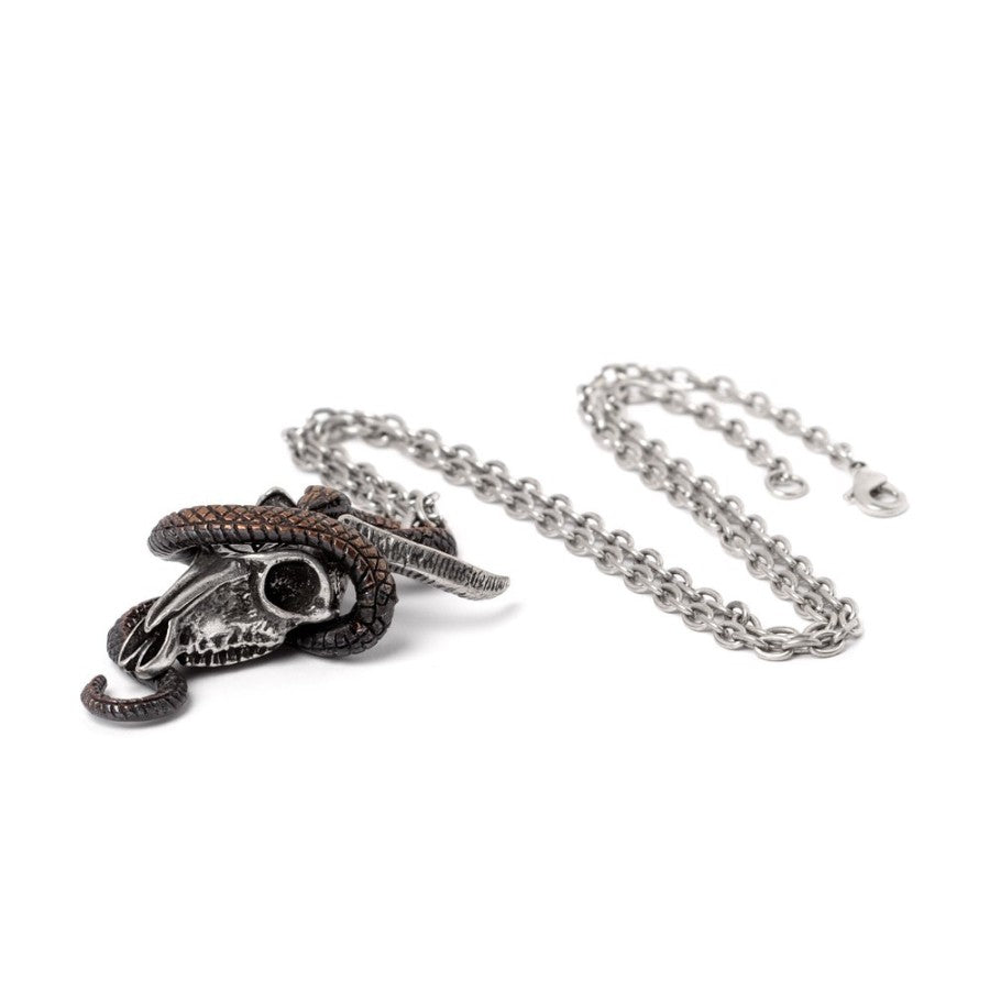 Alchemy Gothic Servant of Baphomet Ram Skull & Serpent Pendant