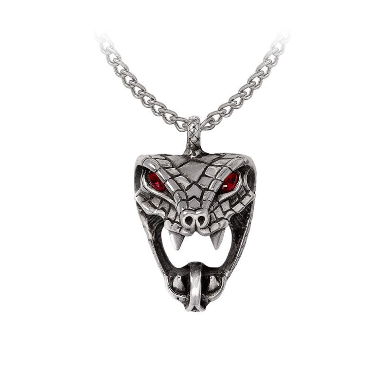 Alchemy Gothic Snake Bite Necklace Red Crystal Gothic Pewter