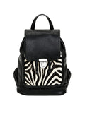 Soft Leather Backpack - Black & White Zebra Print